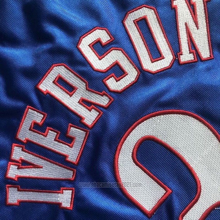 Camiseta Philadelphia 76ers Allen Iverson #3 Mitchell & Ness 2001-02 Azul